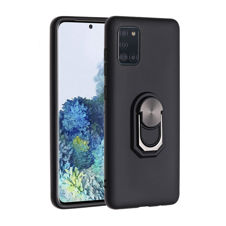 For Samsung Galaxy A31 PC + TPU Shockproof Protective Case with Ring Holder(Black)