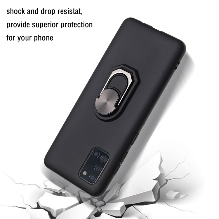 For Samsung Galaxy A31 PC + TPU Shockproof Protective Case with Ring Holder(Black)