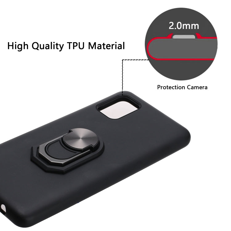 For Samsung Galaxy A31 PC + TPU Shockproof Protective Case with Ring Holder(Black)
