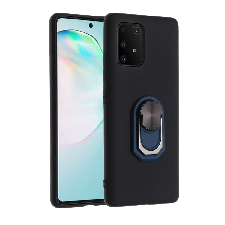 For Samsung Galaxy A91 PC + TPU Shockproof Protective Case with Ring Holder(Blue)