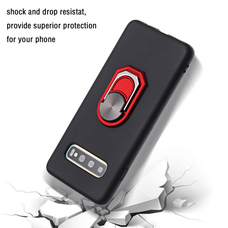 For Samsung Galaxy S10 PC + TPU Shockproof Protective Case with Ring Holder(Red)