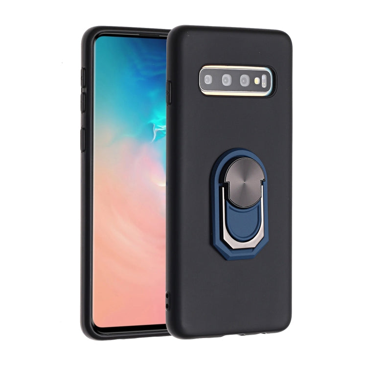 For Samsung Galaxy S10+ PC + TPU Shockproof Protective Case with Ring Holder(Blue)