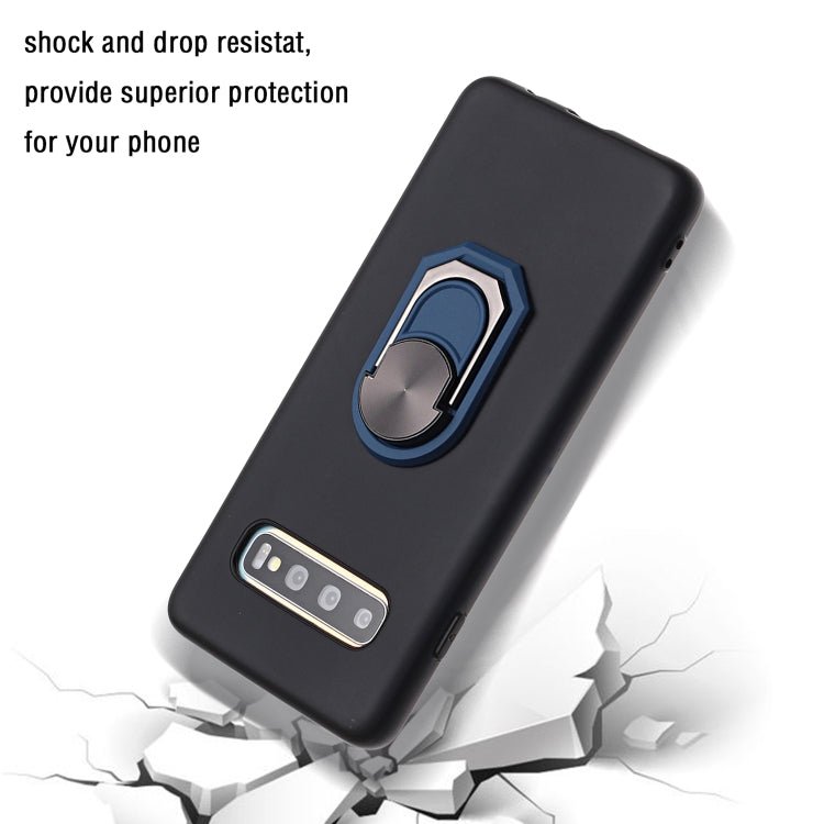 For Samsung Galaxy S10+ PC + TPU Shockproof Protective Case with Ring Holder(Blue)