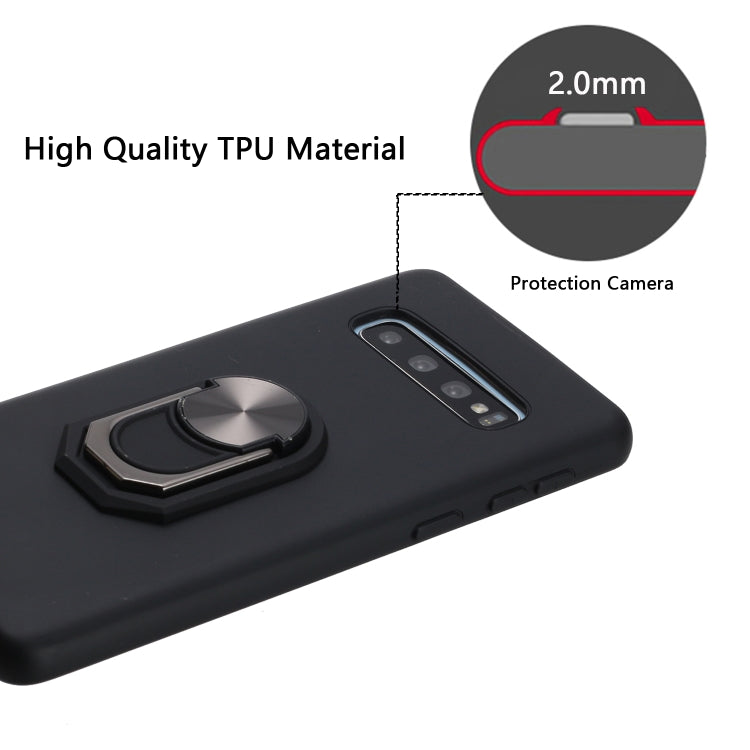 For Samsung Galaxy S10+ PC + TPU Shockproof Protective Case with Ring Holder(Blue)
