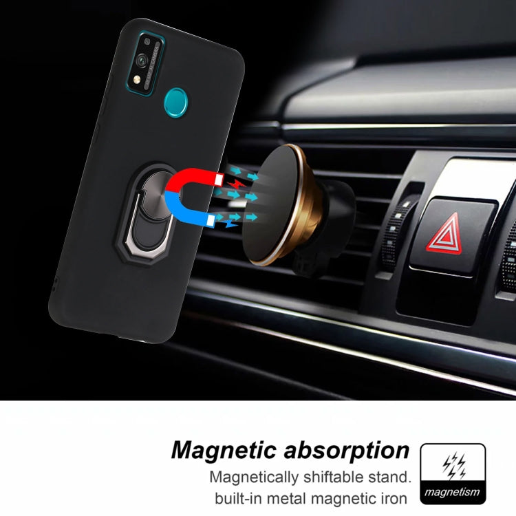 For Huawei Honor 9X Lite Black Armor PC + TPU Shockproof Protective Case with Ring Holder