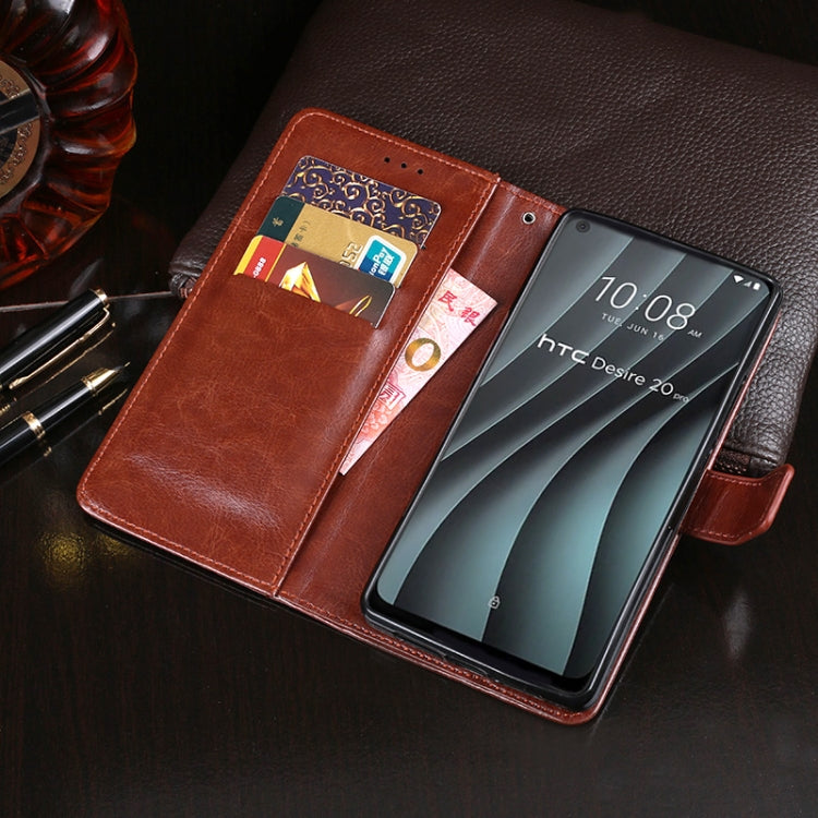 For HTC Desire 20 Pro idewei Crazy Horse Texture Horizontal Flip Leather Case with Holder & Card Slots & Wallet