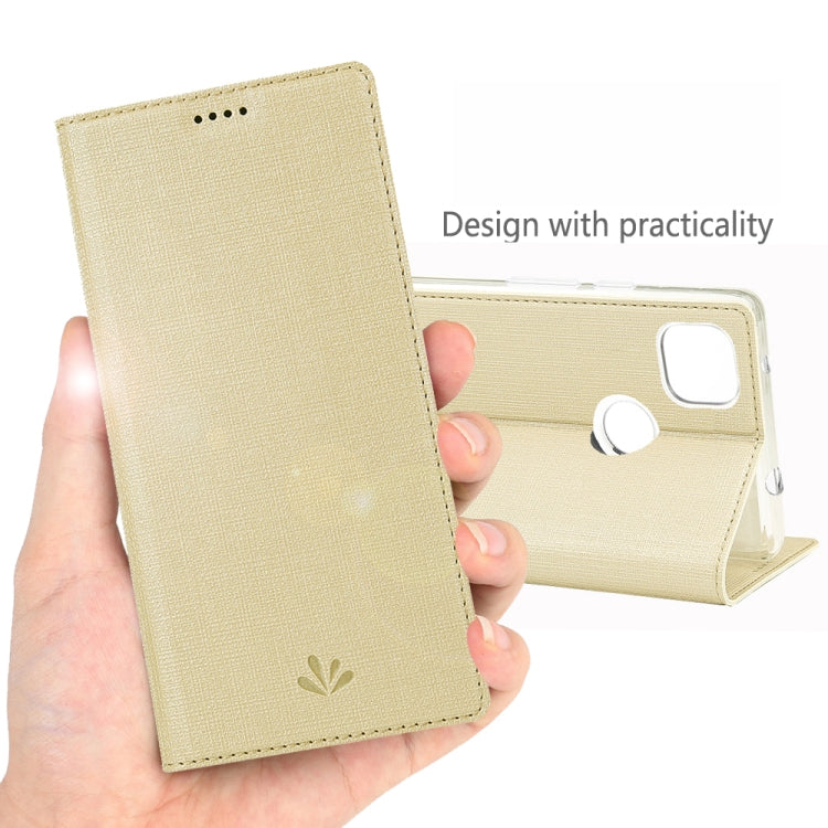 For Google Pixel 4a ViLi Magnetic Suction Shockproof TPU + PU Horizontal Flip Protective Case with Card Slot & Holder