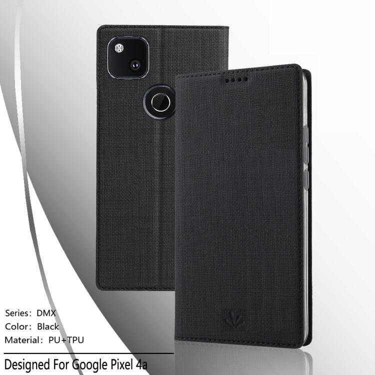 For Google Pixel 4a ViLi Magnetic Suction Shockproof TPU + PU Horizontal Flip Protective Case with Card Slot & Holder