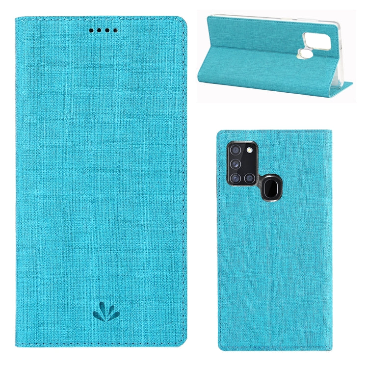 For Samsung Galaxy A21s ViLi Magnetic Suction Shockproof TPU + PU Horizontal Flip Protective Case with Card Slot & Holder