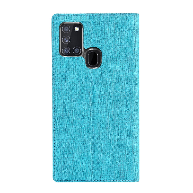 For Samsung Galaxy A21s ViLi Magnetic Suction Shockproof TPU + PU Horizontal Flip Protective Case with Card Slot & Holder