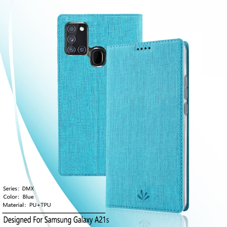 For Samsung Galaxy A21s ViLi Magnetic Suction Shockproof TPU + PU Horizontal Flip Protective Case with Card Slot & Holder