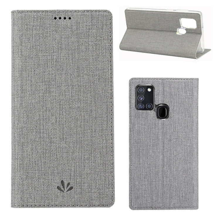 For Samsung Galaxy A21s ViLi Magnetic Suction Shockproof TPU + PU Horizontal Flip Protective Case with Card Slot & Holder