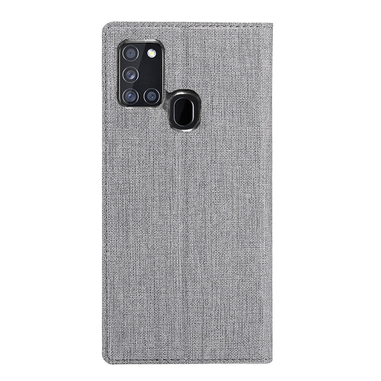 For Samsung Galaxy A21s ViLi Magnetic Suction Shockproof TPU + PU Horizontal Flip Protective Case with Card Slot & Holder