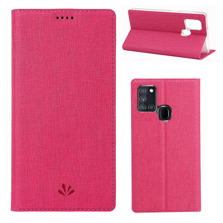 For Samsung Galaxy A21s ViLi Magnetic Suction Shockproof TPU + PU Horizontal Flip Protective Case with Card Slot & Holder
