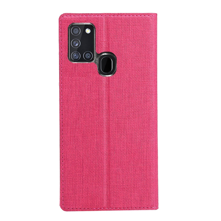 For Samsung Galaxy A21s ViLi Magnetic Suction Shockproof TPU + PU Horizontal Flip Protective Case with Card Slot & Holder