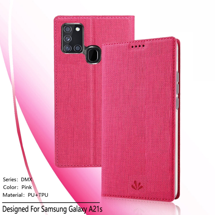 For Samsung Galaxy A21s ViLi Magnetic Suction Shockproof TPU + PU Horizontal Flip Protective Case with Card Slot & Holder