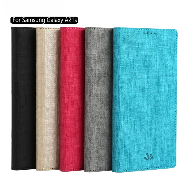 For Samsung Galaxy A21s ViLi Magnetic Suction Shockproof TPU + PU Horizontal Flip Protective Case with Card Slot & Holder