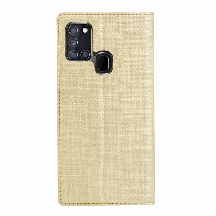 For Samsung Galaxy A21s ViLi Magnetic Suction Shockproof TPU + PU Horizontal Flip Protective Case with Card Slot & Holder