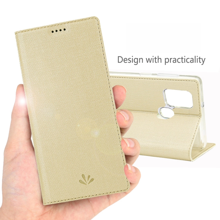For Samsung Galaxy A21s ViLi Magnetic Suction Shockproof TPU + PU Horizontal Flip Protective Case with Card Slot & Holder