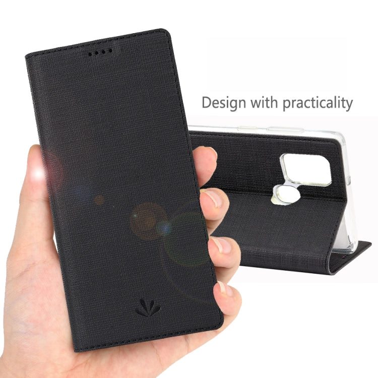 For Samsung Galaxy A21s ViLi Magnetic Suction Shockproof TPU + PU Horizontal Flip Protective Case with Card Slot & Holder