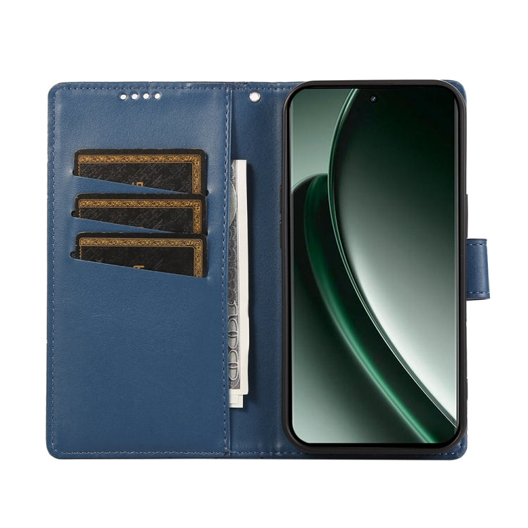 For Realme GT 6 Global PU Genuine Leather Texture Embossed Line Phone Case