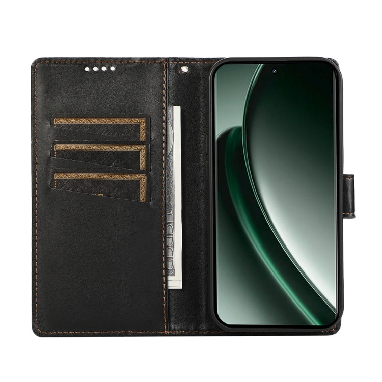 For Realme GT 6 Global PU Genuine Leather Texture Embossed Line Phone Case