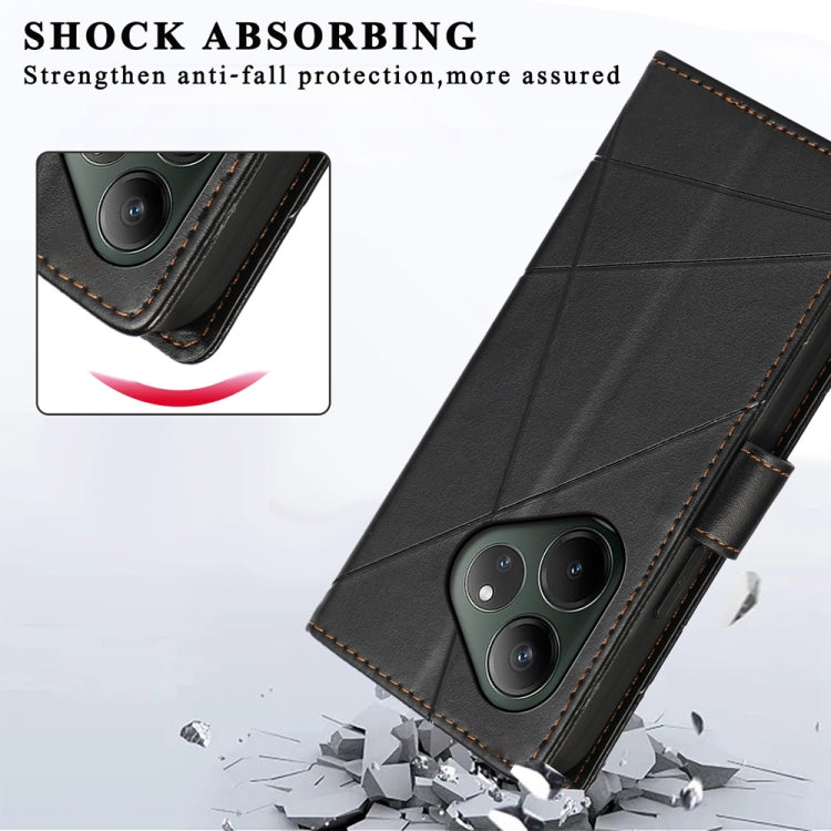For Realme GT 6 Global PU Genuine Leather Texture Embossed Line Phone Case