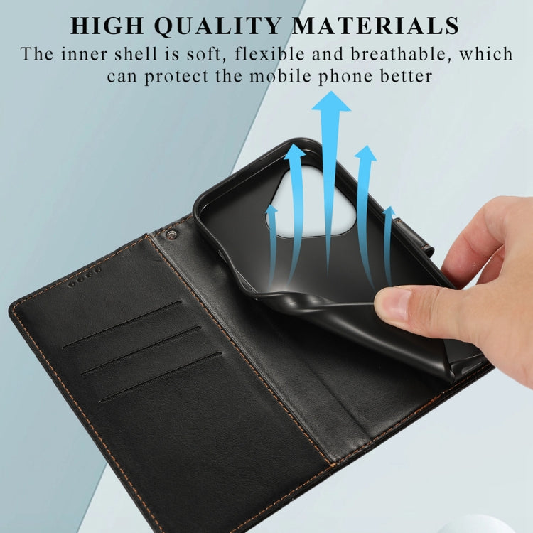 For Realme GT 6 Global PU Genuine Leather Texture Embossed Line Phone Case