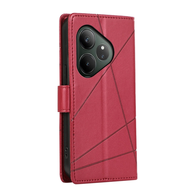 For Realme GT 6 Global PU Genuine Leather Texture Embossed Line Phone Case