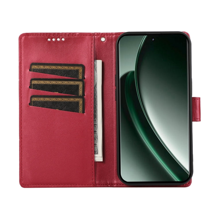For Realme GT 6 Global PU Genuine Leather Texture Embossed Line Phone Case