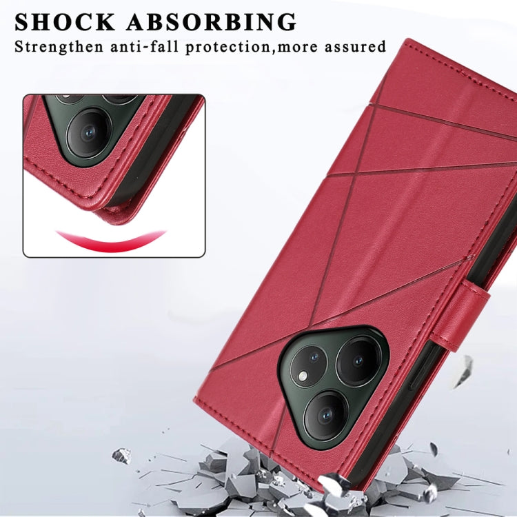 For Realme GT 6 Global PU Genuine Leather Texture Embossed Line Phone Case