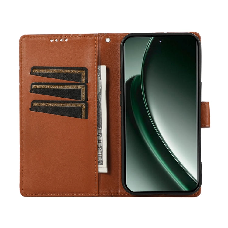 For Realme GT 6 Global PU Genuine Leather Texture Embossed Line Phone Case