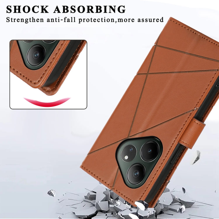 For Realme GT 6 Global PU Genuine Leather Texture Embossed Line Phone Case