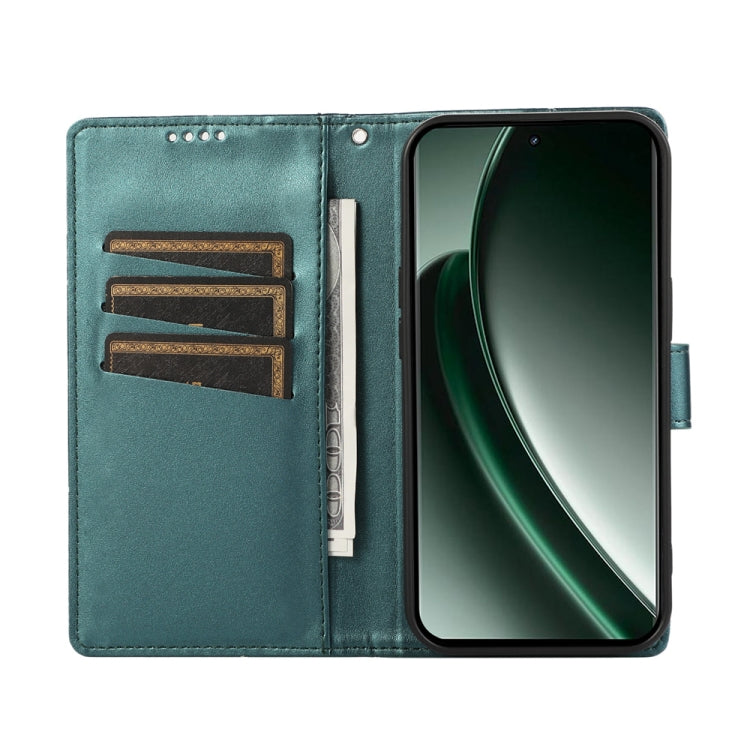 For Realme GT 6 Global PU Genuine Leather Texture Embossed Line Phone Case