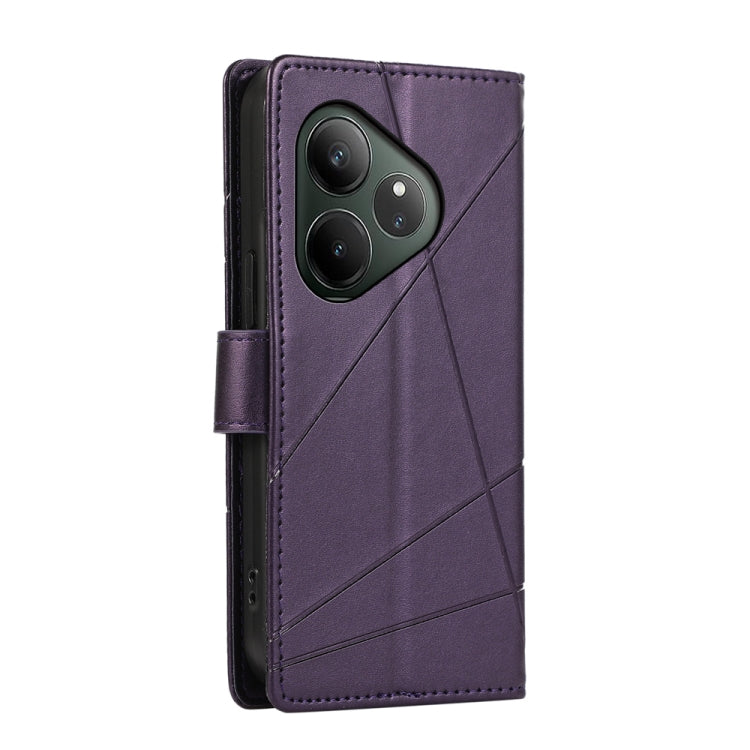 For Realme GT 6 Global PU Genuine Leather Texture Embossed Line Phone Case