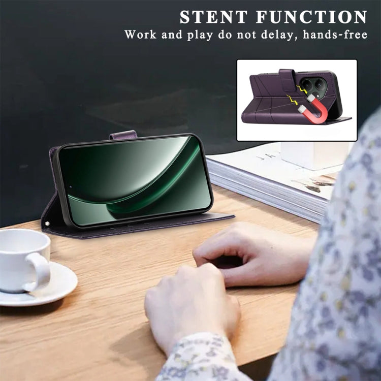 For Realme GT 6 Global PU Genuine Leather Texture Embossed Line Phone Case