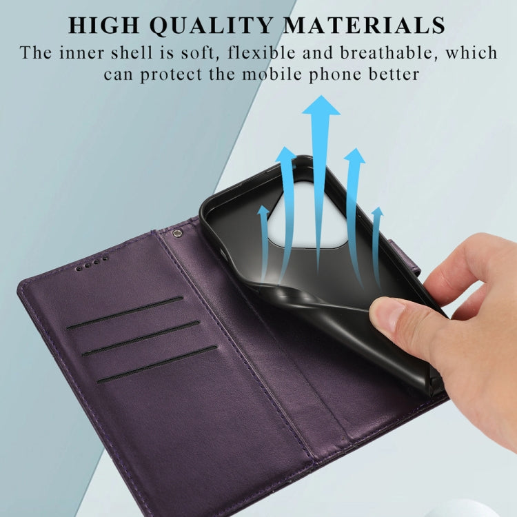 For Realme GT 6 Global PU Genuine Leather Texture Embossed Line Phone Case