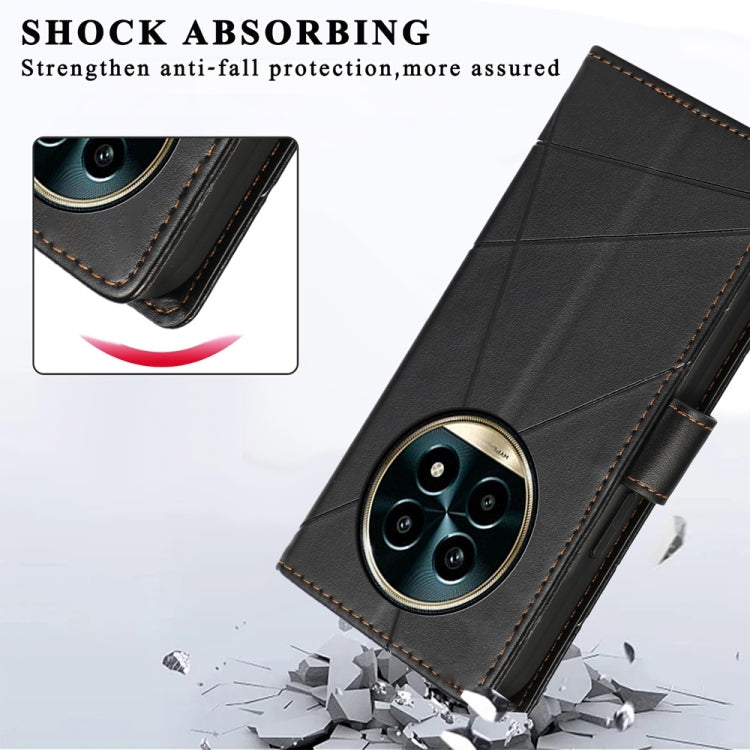 For Realme 13 Pro / 13 Pro+ Global PU Genuine Leather Texture Embossed Line Phone Case