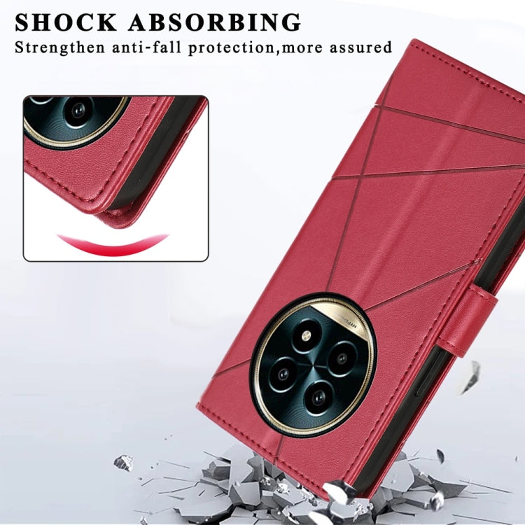 For Realme 13 Pro / 13 Pro+ Global PU Genuine Leather Texture Embossed Line Phone Case