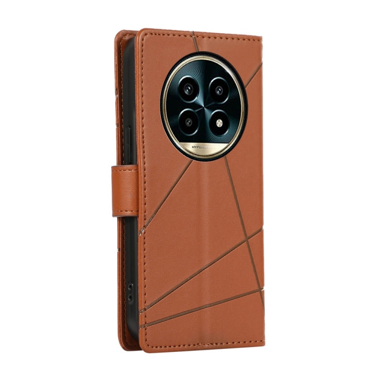 For Realme 13 Pro / 13 Pro+ Global PU Genuine Leather Texture Embossed Line Phone Case