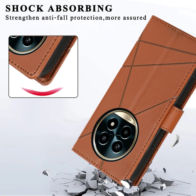For Realme 13 Pro / 13 Pro+ Global PU Genuine Leather Texture Embossed Line Phone Case