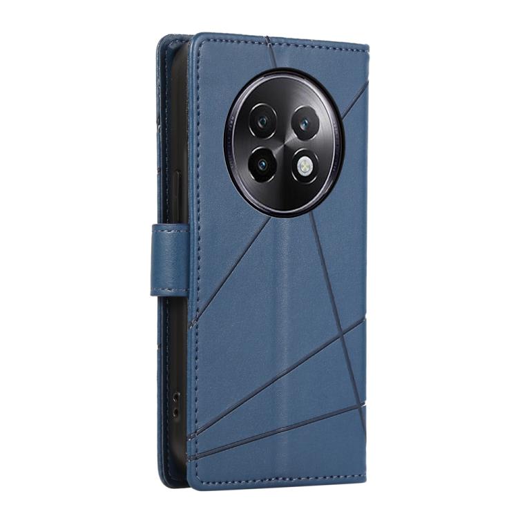 For Realme 13+ PU Genuine Leather Texture Embossed Line Phone Case