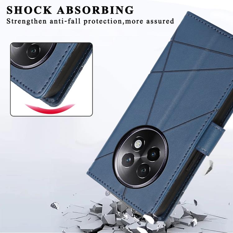 For Realme 13+ PU Genuine Leather Texture Embossed Line Phone Case