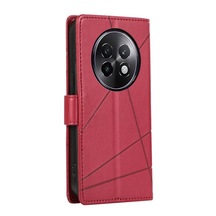 For Realme 13+ PU Genuine Leather Texture Embossed Line Phone Case