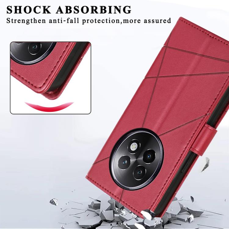 For Realme 13+ PU Genuine Leather Texture Embossed Line Phone Case