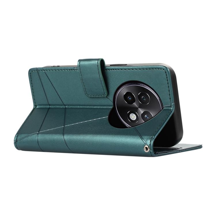 For Realme 13+ PU Genuine Leather Texture Embossed Line Phone Case