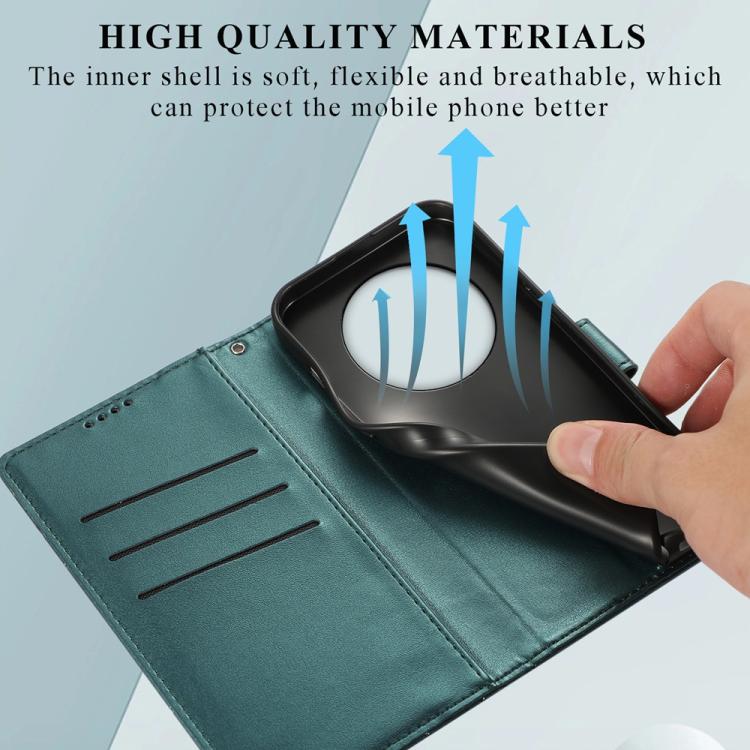For Realme 13+ PU Genuine Leather Texture Embossed Line Phone Case