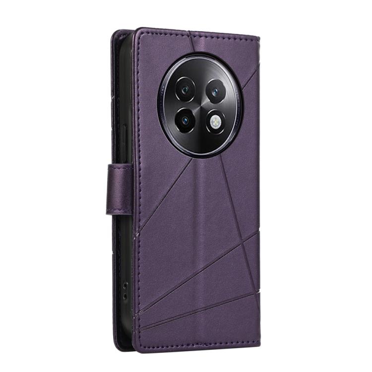 For Realme 13+ PU Genuine Leather Texture Embossed Line Phone Case