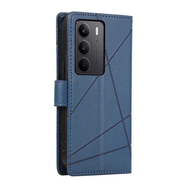 For Realme C75 / Realme 14x PU Genuine Leather Texture Embossed Line Phone Case