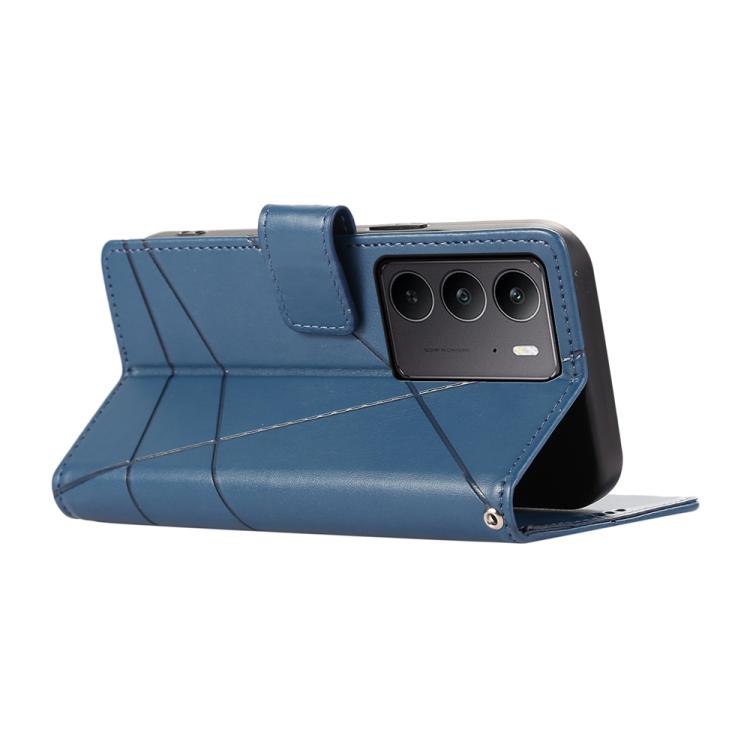 For Realme C75 / Realme 14x PU Genuine Leather Texture Embossed Line Phone Case
